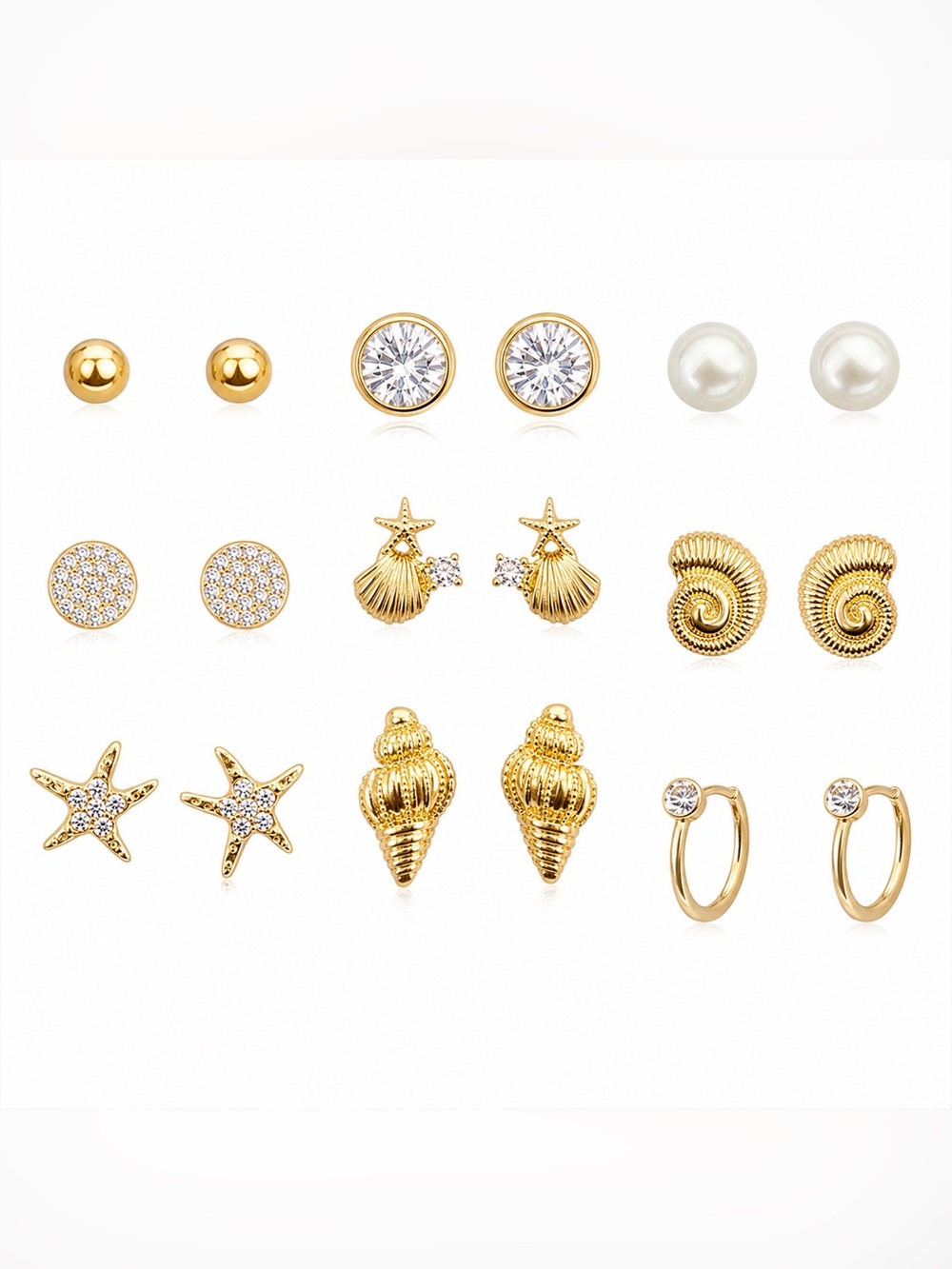 Guess Gold-Tone Seashell & Stud Earring Set - Gold